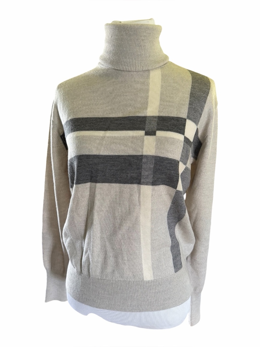 DKNY womens 100% wool turtleneck size S, grey, preppy old money minimalist